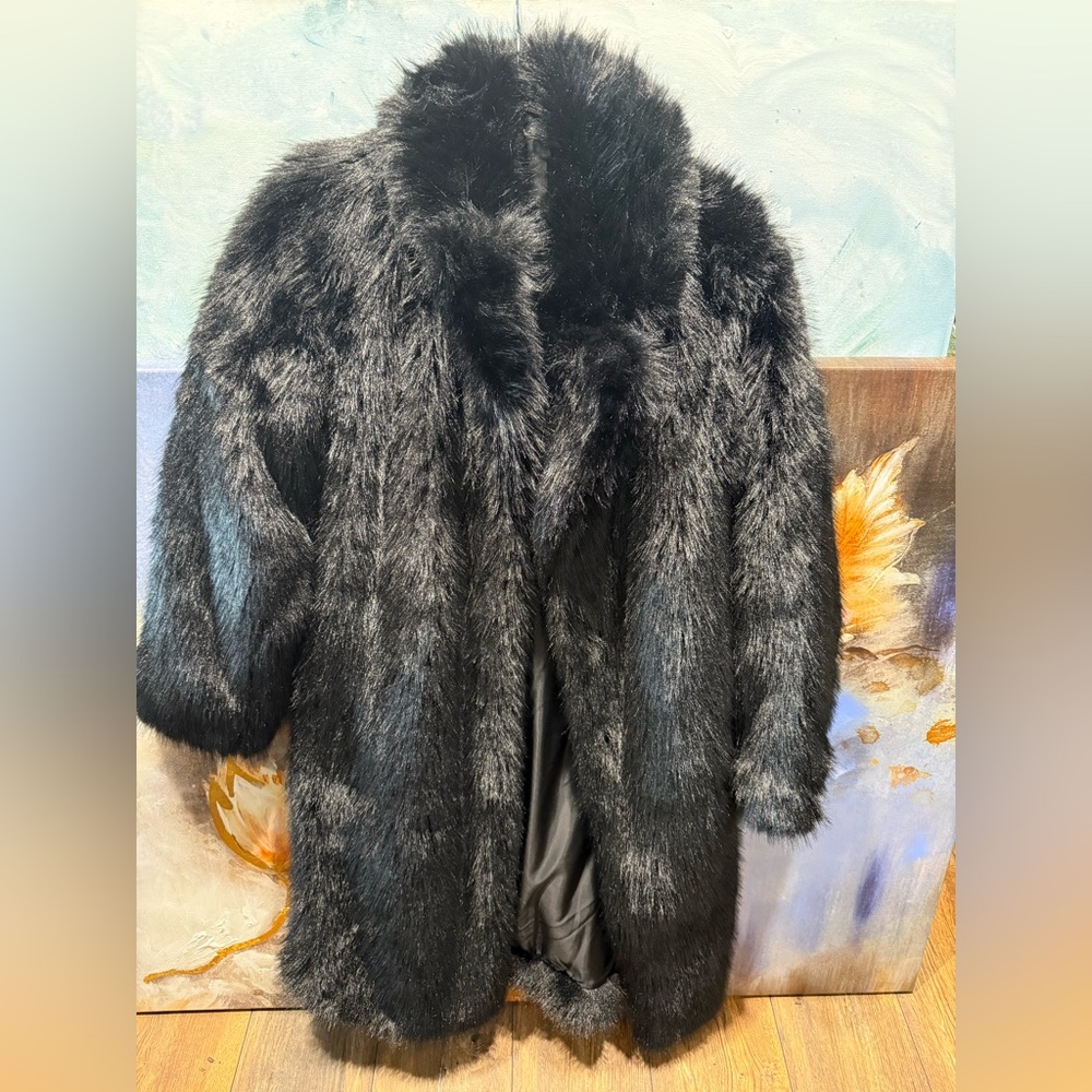 Madden NYC  Black Faux Fur Coat